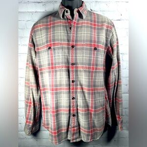 J.Crew “Payton” Plaid Flannel – Men’s M | Gray + Pinkish Red | 100% Cotton